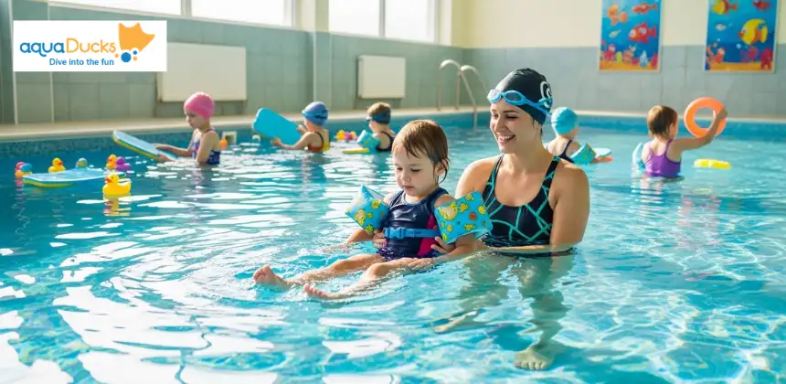 kids learning at Swimming School showing safe and professional environment