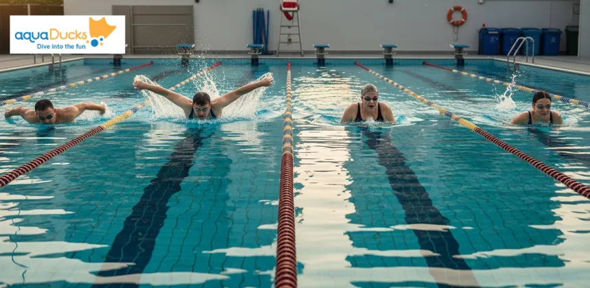 Swimmers demonstrating different styles to show which are the Best Swimming Strokes for Weight Loss.
